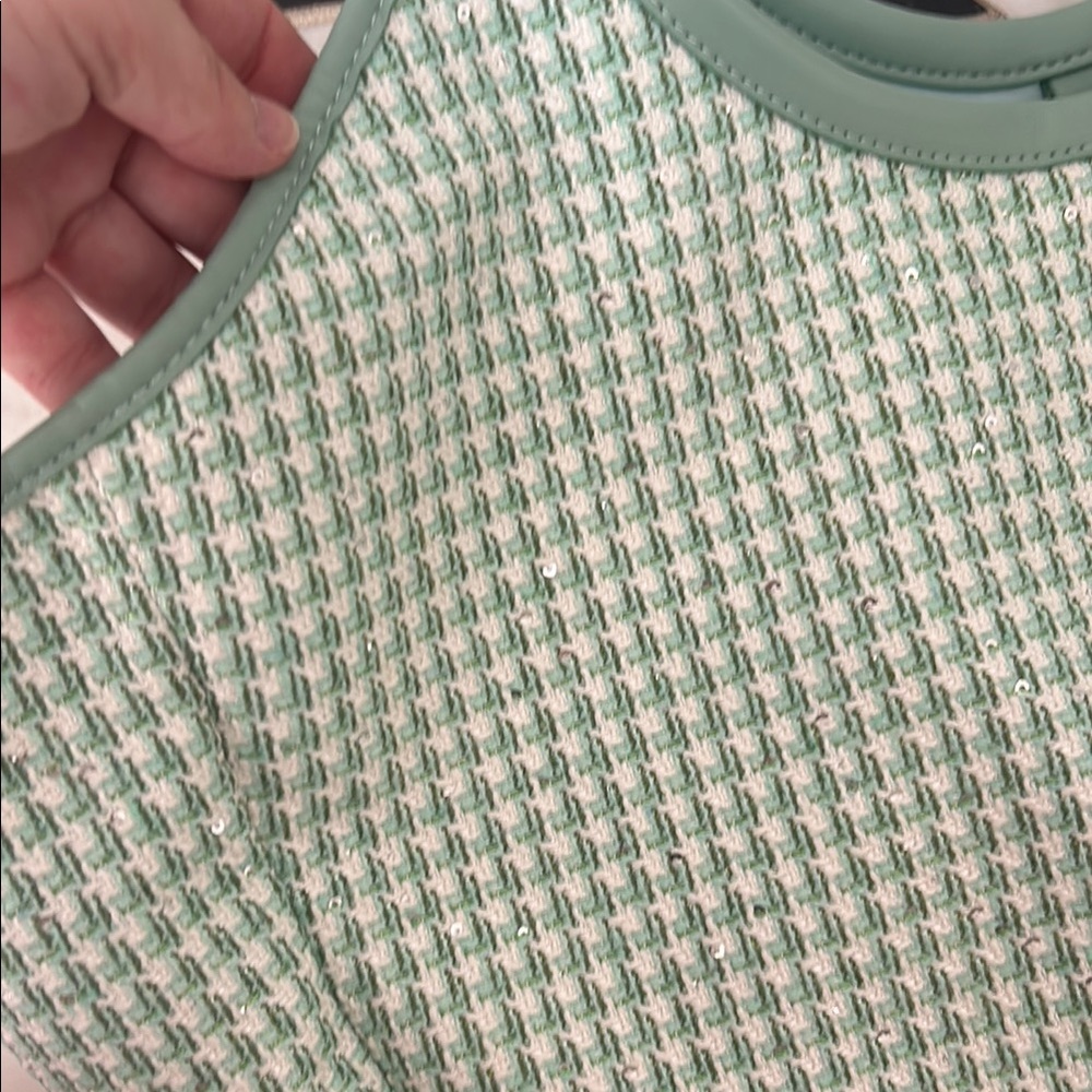 Stoney Clover Lane Scoop Tote-Tweed-Mint-Cherry on Top Collection. - Picture 7 of 9